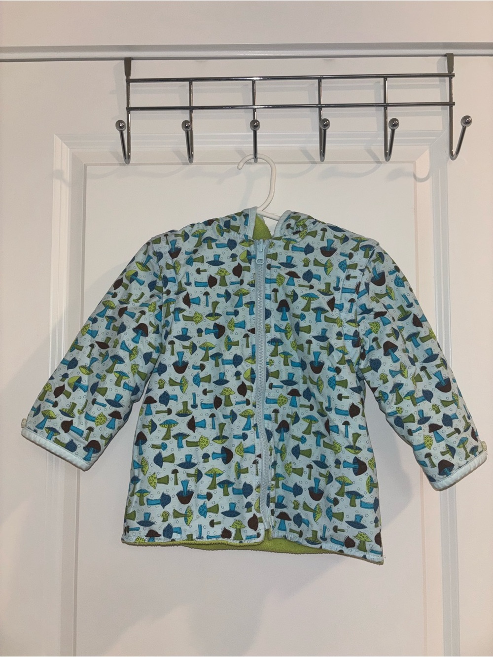 Reversible Gymboree 3T Toddler Jacket with Mushroom Print - Blue & Green